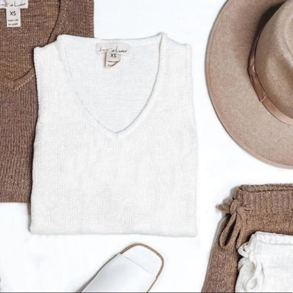 Lost In Lunar Amy Knit Tank Top Loungewear‎ Size Large White Cream Swing Shirt L - Picture 13 of 13